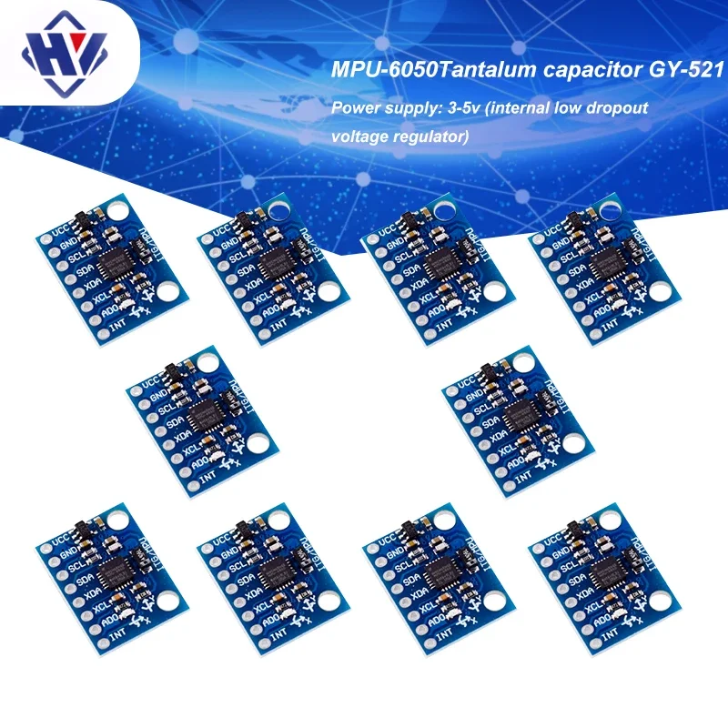 

10 Pieces of MPU6050 Module Built-in Three-axis Accelerometer GY-521 Template for arduino diy sensor iic accelerometer with pins