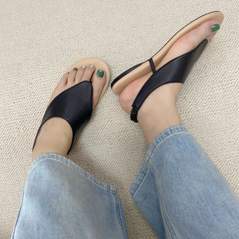 

Pinched Sandals Imported Lambskin Retro Casual Minimalist Leather Sandals