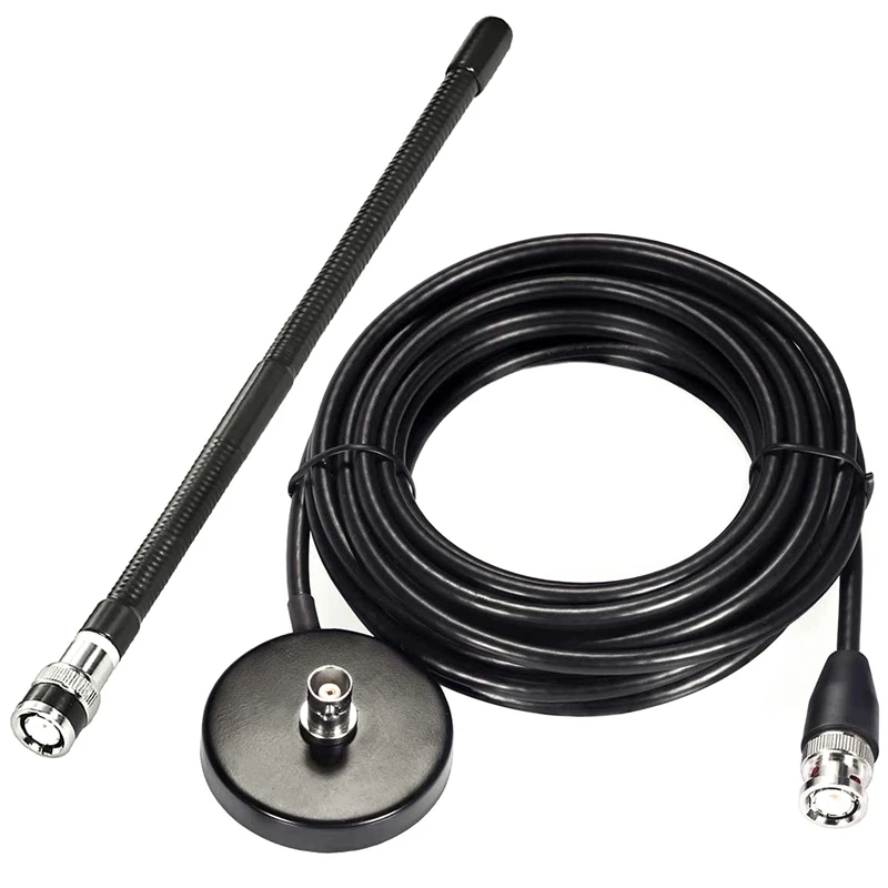CB Aerial Antenna 27Mhz Soft Whip Magnetic Base BNC PL259 Connector for Cobra Midland Uniden Maxon