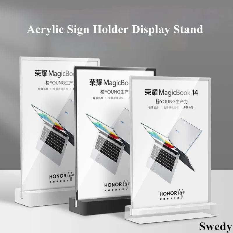

A6 100x150mm Double Side Acrylic Sign Holder Display Stand Tabletop Menu Paper Holder Advertising Price Listing Poster Frame