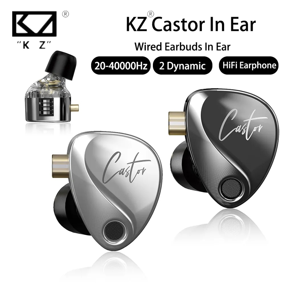  KZ Castor Wired Harman Improved Bass HiFi Earphone 2 Dynamic Tunable Balance Monitor Headphone IEM Earphones Music Sport Earbuds 