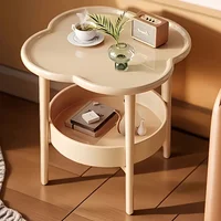 [Stylish Side Table] Stylish Modern Round Side Table with Storage Shelf | Space-Saving, Lightweight for Living Room, Bedroom 2