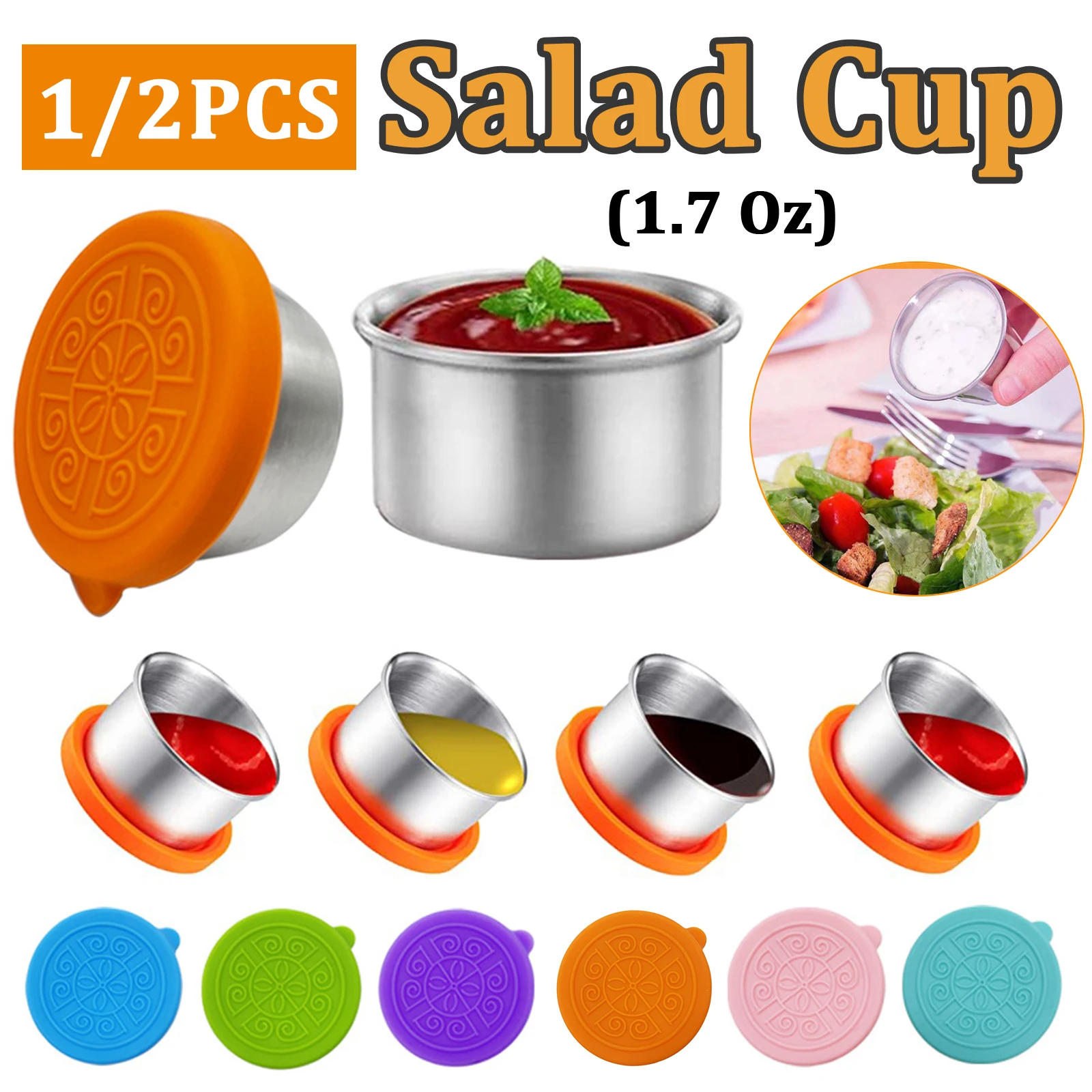 1/2PCS 1.7 oz Salad Condiment Containers with Lids Leak Proof Dipping
