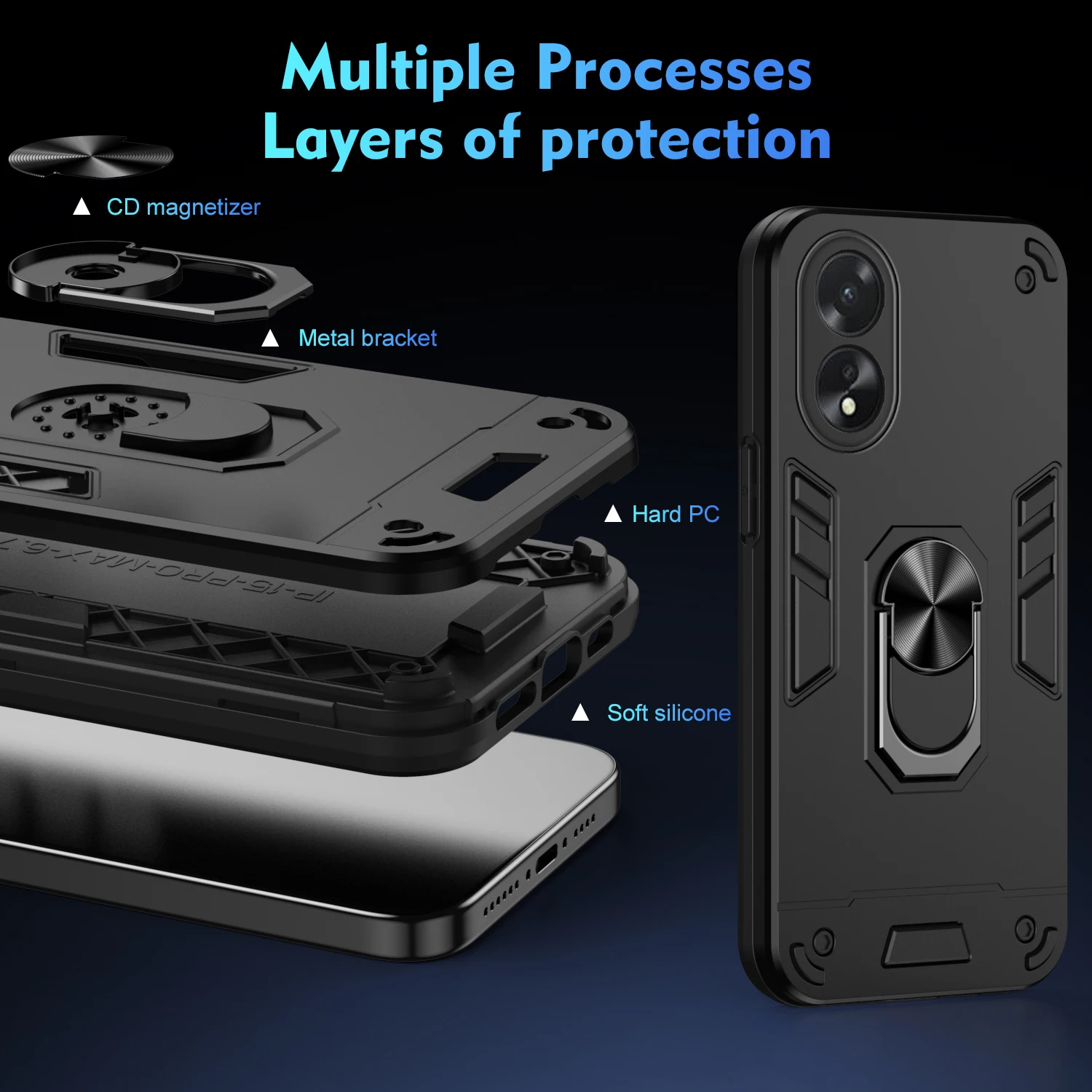 Luxurious Magnetic Phone Holder Case with Protective Bumper Back Cover