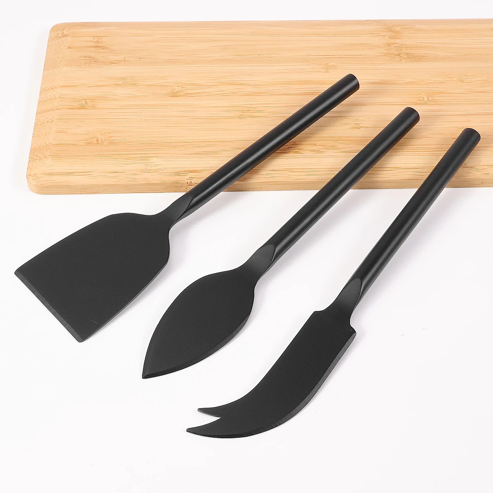 Jaswehome 3pcs Cheese Knives Set Full Stainless Steel Fork Tipped Spear Flat Cheese Knife Small Spade Butter Cutter Tools