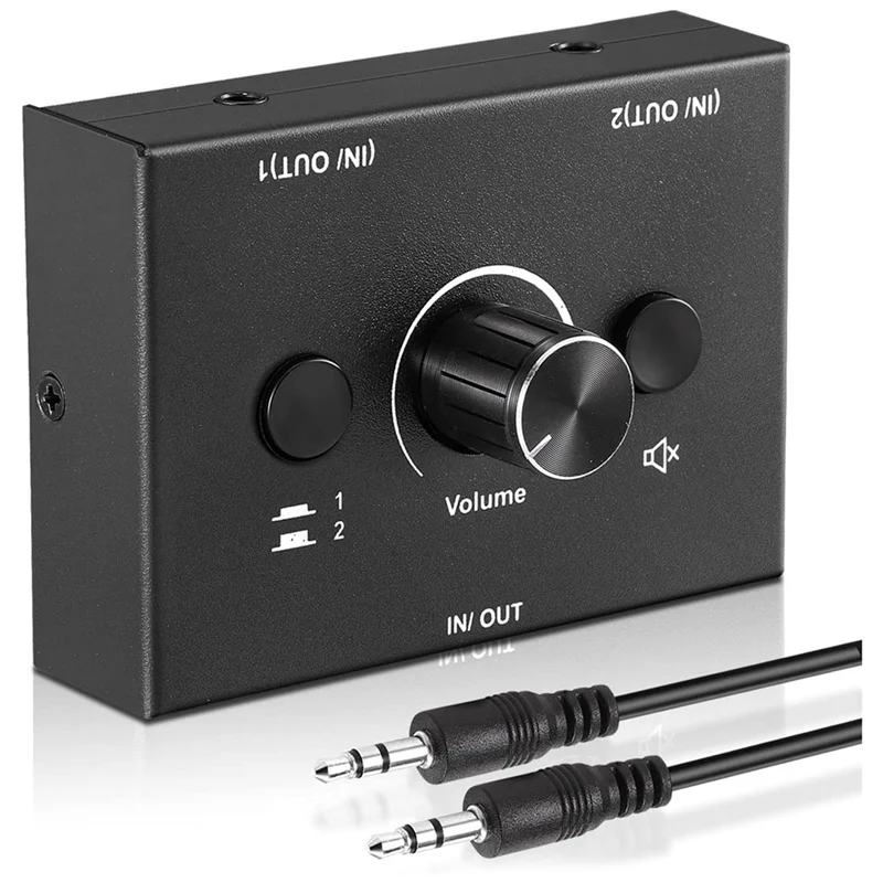 Compact Audio Switcher with Mute Function - Dual Input/Output Selector