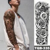 Large Full Arm Sleeve Waterproof Temporary Tattoo Sticker Clock Rose Flower Dove Bird Totem Fake Tatoo Body Art Men Women Leg 1
