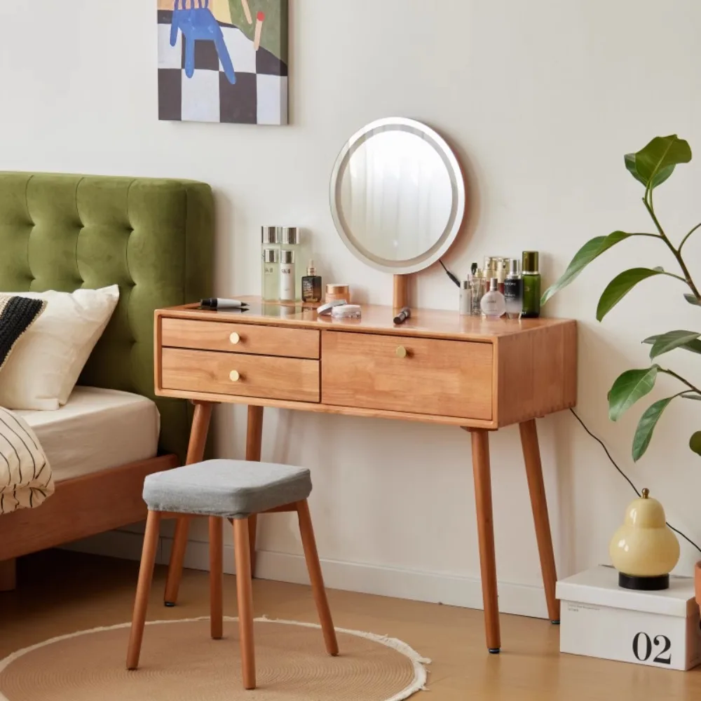 

Nordic log dressing table bedroom small-sized solid wood dressing table modern minimalist dressing table online celebrity dressi