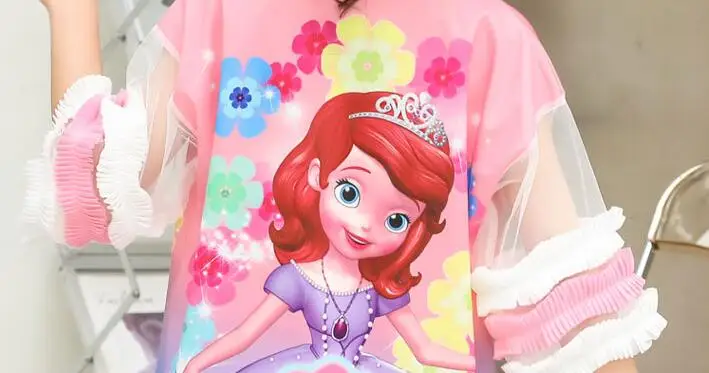 Little Girls Frozen Princess Elsa Sofis Lace Shirt-Dresses
