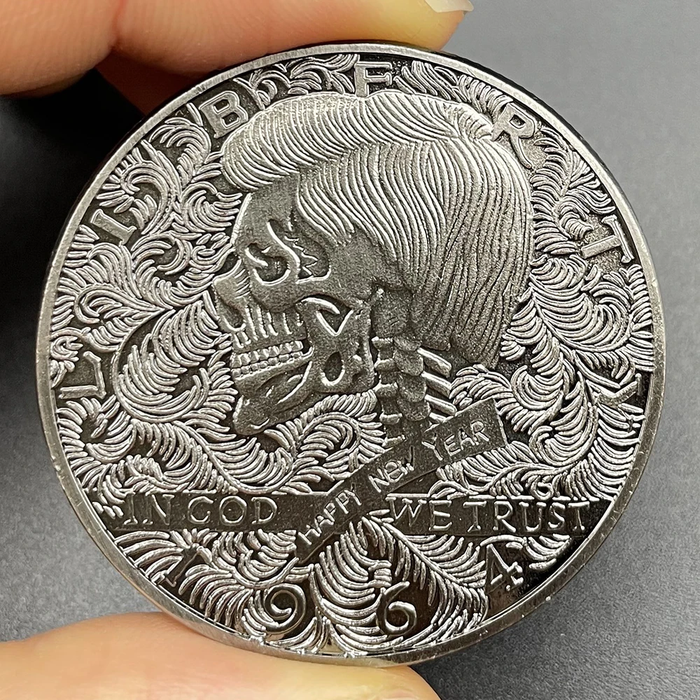 Skeleton Kennedy Liberty Challenge Coin Presidente Degli Stati Uniti In God We Trust Nickel Coin L'Emblema Degli Stati Uniti Souvenir