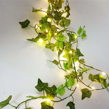 Flower Green Leaf String Lights Artificial Vine Fairy Lights Battery Powered Christmas Tree Garland Light for Weeding Home Decor 8
