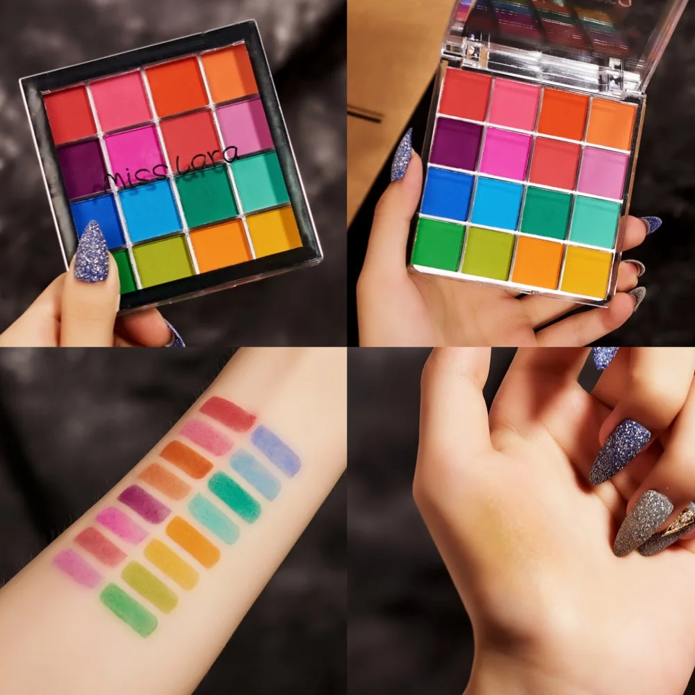 Transparent Acrylic Eyeshadow Palette Eyes Pigments Colorful Beauty Cosmetics Rainbow Eye Shadow 16 Colors Eyeshadow Palette