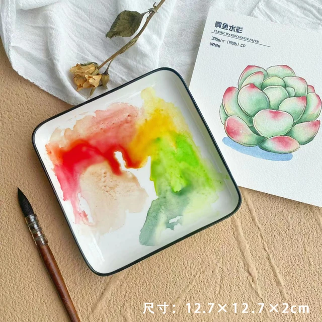 Cartoon ceramic palette watercolor palette oil painting Chinese painting  paint white porcelain palette for art painting supplies - AliExpress