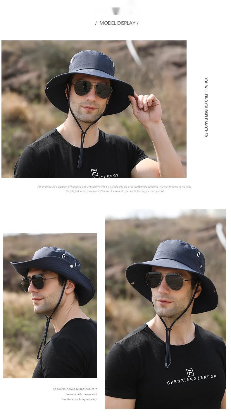 Nouveau chapeau pare-soleil pour hommes en plein air avec grand bord couvrant le visage chapeau de pêche chapeau d'alpinisme pliable chapeau de pêche imperméable et respirant_voghion.com