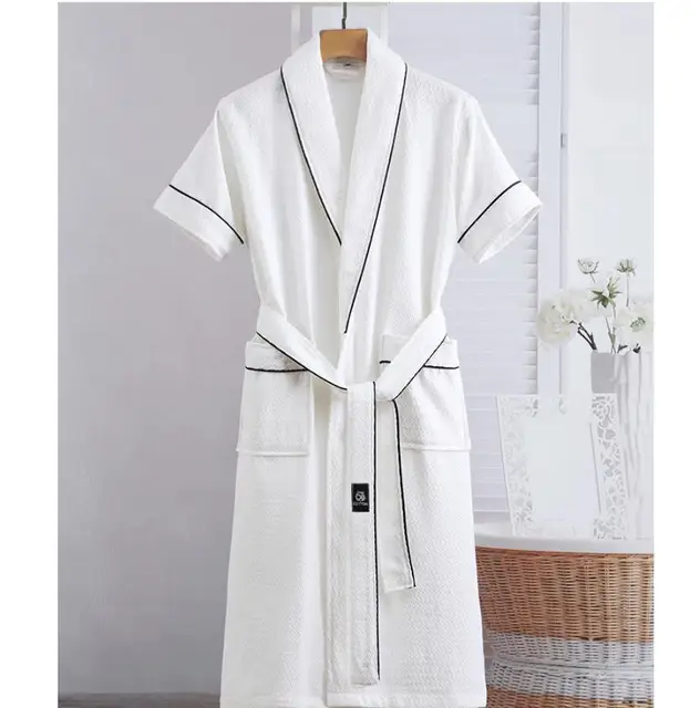 Nouvelles Robes de Chambre en Gaze de Coton Pur pour Couples Été – Peignoirs Fins à Manches Courtes, Robes de Nuit, Tenues d'Intérieur, Couleur Unie, Peignoirs d'Hôtel