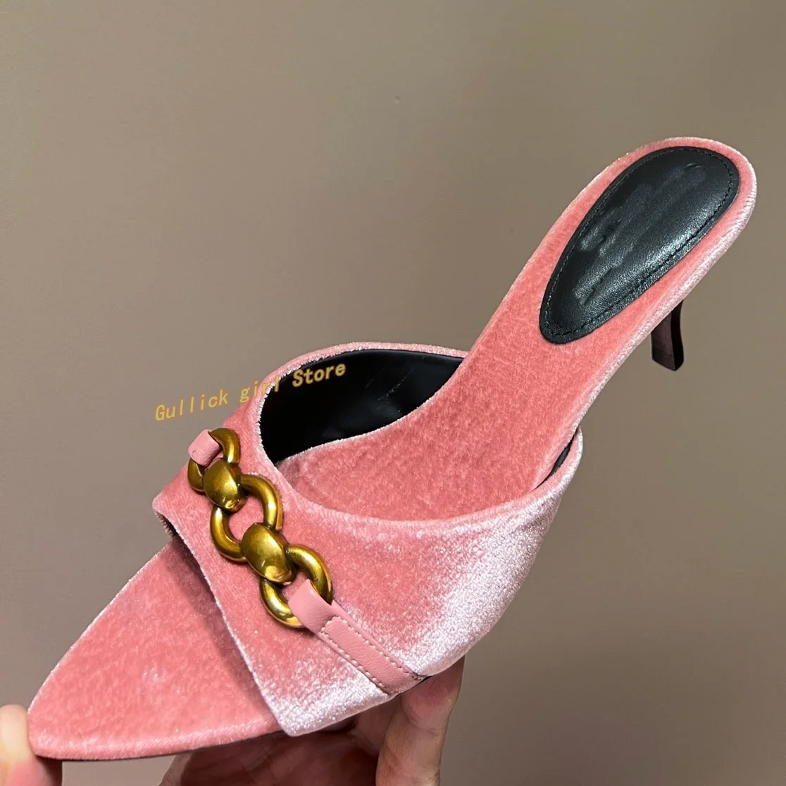 

Pink Silk Stiletto Thin High Heel Slippers Sexy Pointed Toe Runway 2024 Summer Spring Women Dress Slipper Pointed Toe Slides