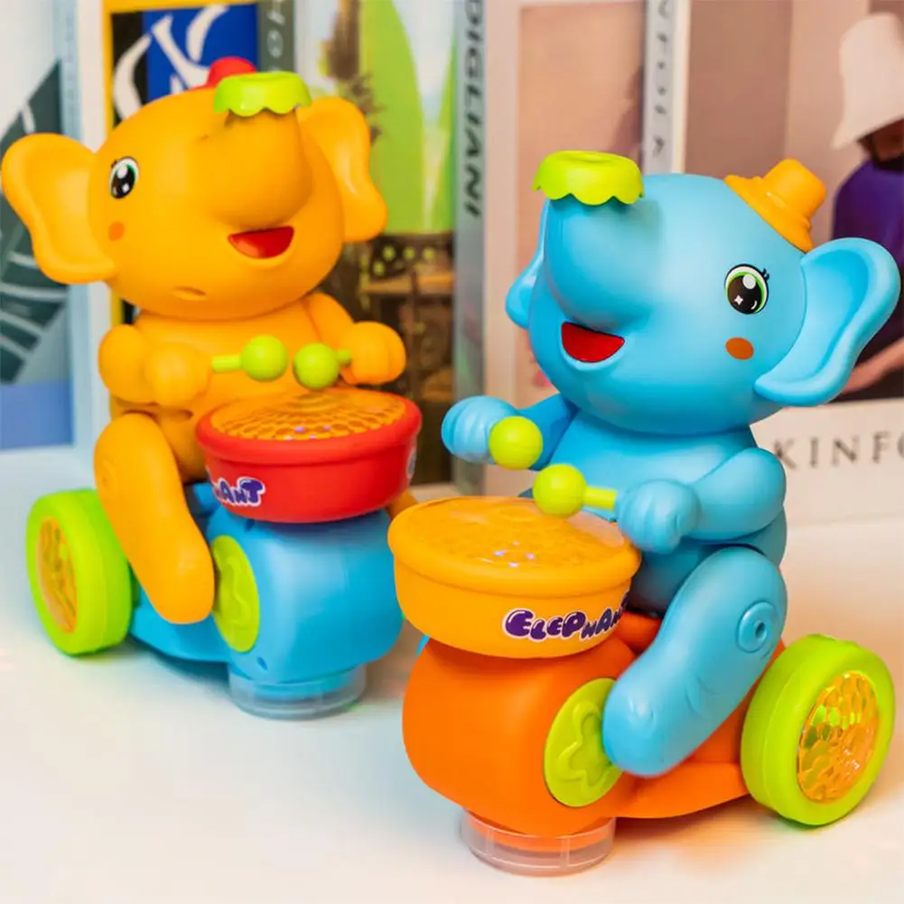 Drumming Elephant Toy, Music Light Drumming Toy Car Cute Toys Car Parent Child Elephant Toy Small Interactive Games Q6Y1 4