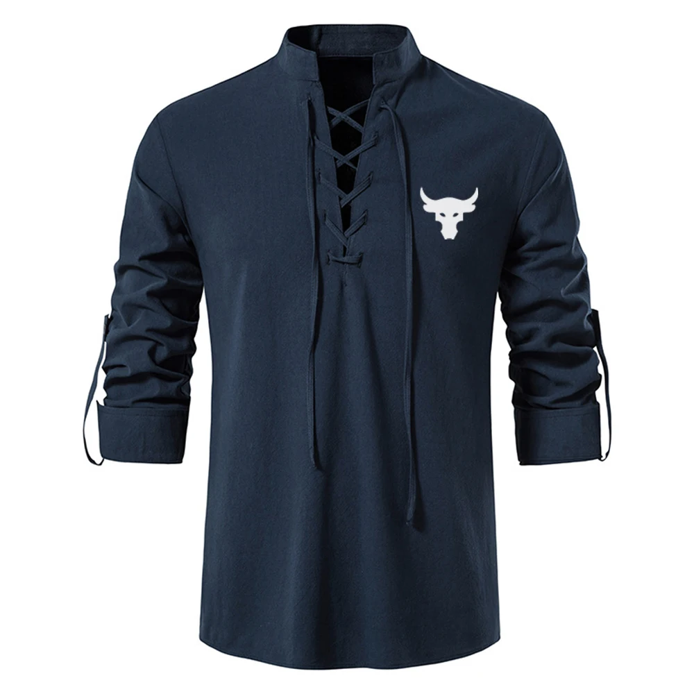 Cotton Linen Long Sleeve Summer Casual Shirt for Men