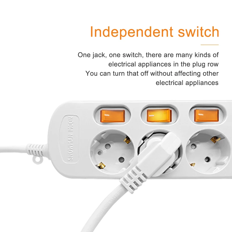 Tomada Power Strip Proteção contra Surge Switch Independente m m m Soquete 1.5 m 2.5m Fio eu - Image 4