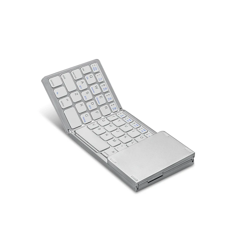 Compact Folding Wireless Bluetooth Keyboard with Touchpad - Multilingual Support