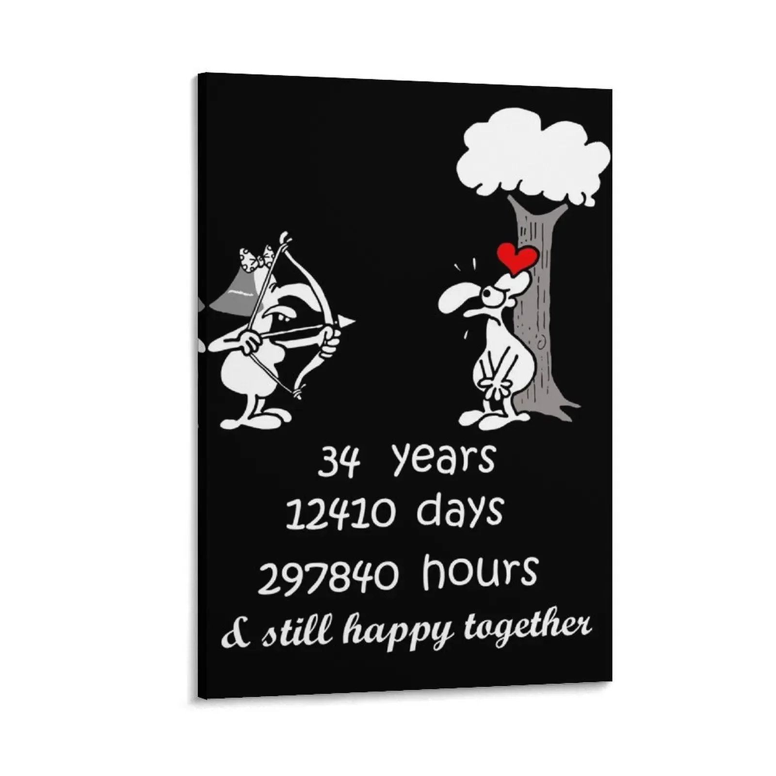 

34th Wedding Anniversary Funny Gift For Husband Wife 34 Years Together 34th Year Of Marriage Humorous Couple Mat Canvas Painting