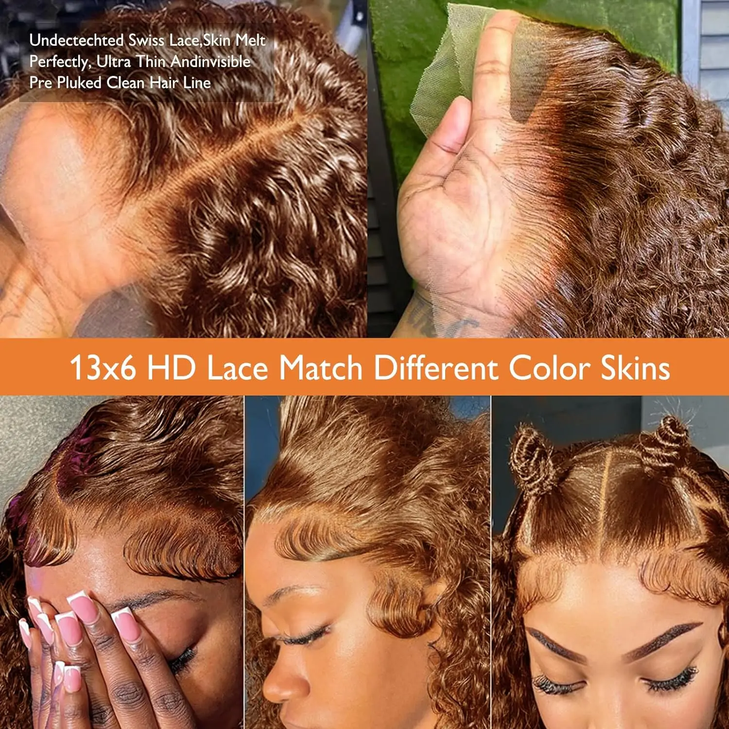 Curly wigs Transparent Lace Front Wig Chocolate Brown 13x4 13x6 Brazilian Deep Wave Frontal Human Hair Wig for Women Pre Plucked 4