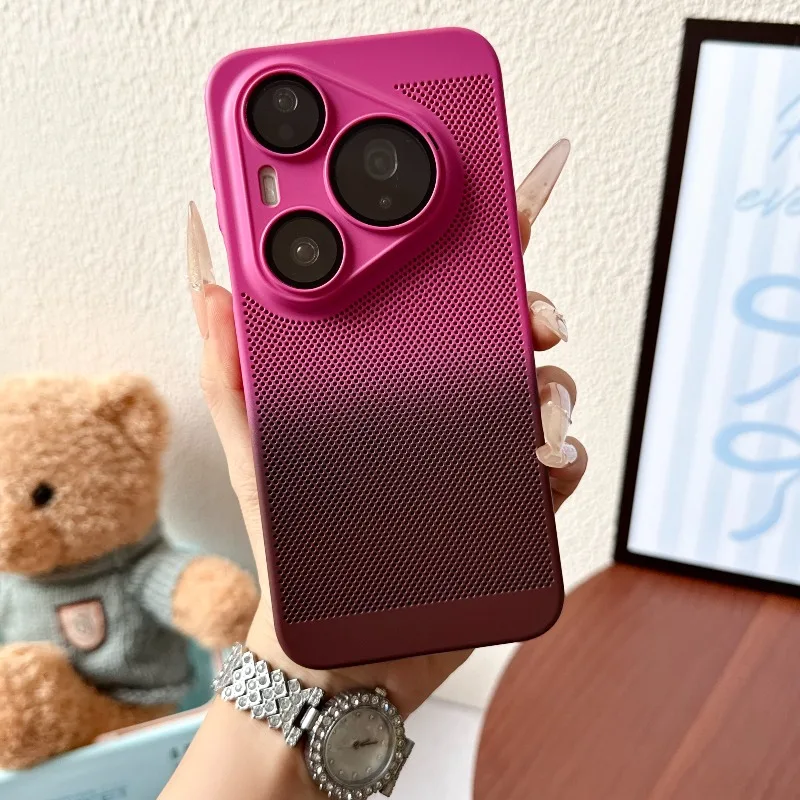 Gradient Dual-Color Shockproof Heat Dissipation Phone Case with Lens Protection Film
