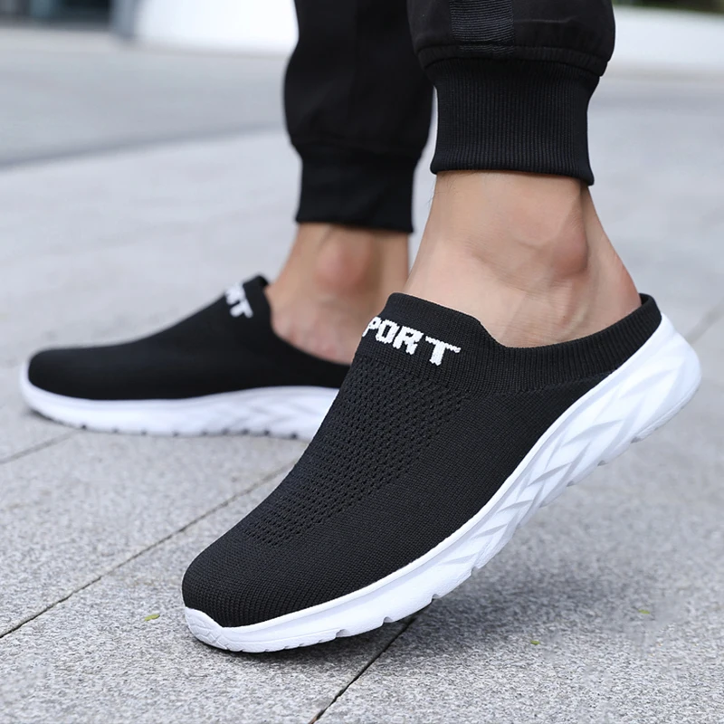 Lightweight Men's Half Slippers Breathable Fashion Casual Anti-slip Male Flat Slip on Flats Outdoor Big Size