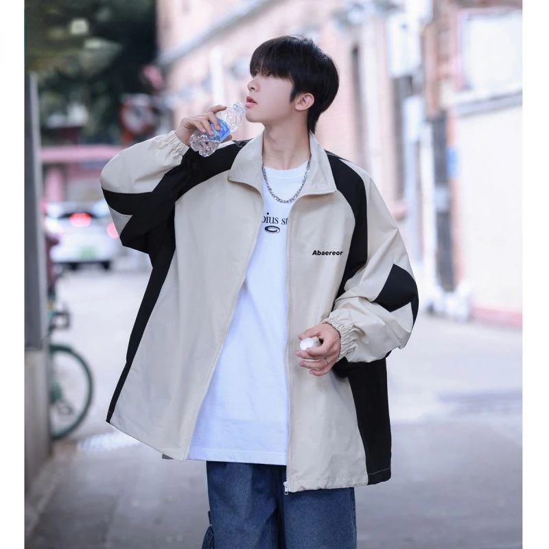 Spring Autumn Jackets Men Sweatshirt Outdoor Windbreaker Patchwork Coat Loose Casual Jacket Windproof Men Clothing New