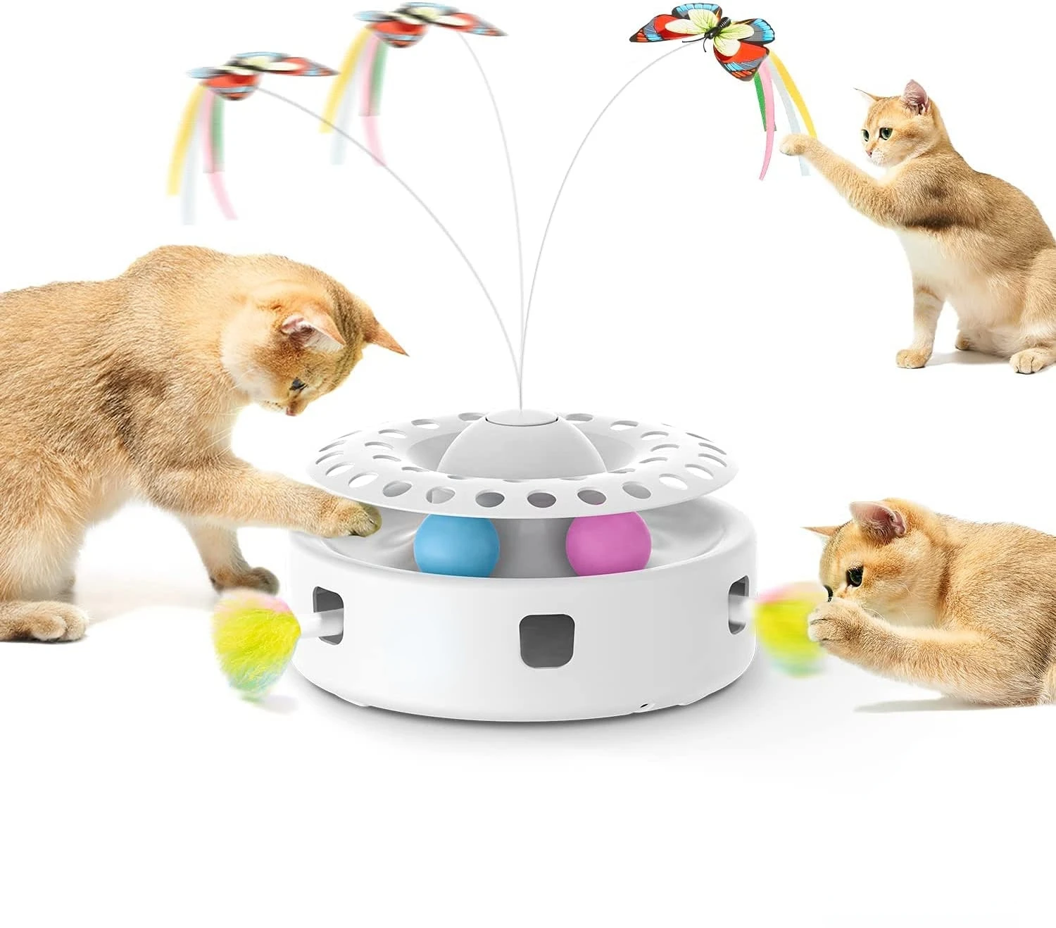 ATUBAN Interactive Cat Feeder Toy,Treat Dispenser Exercise Toys