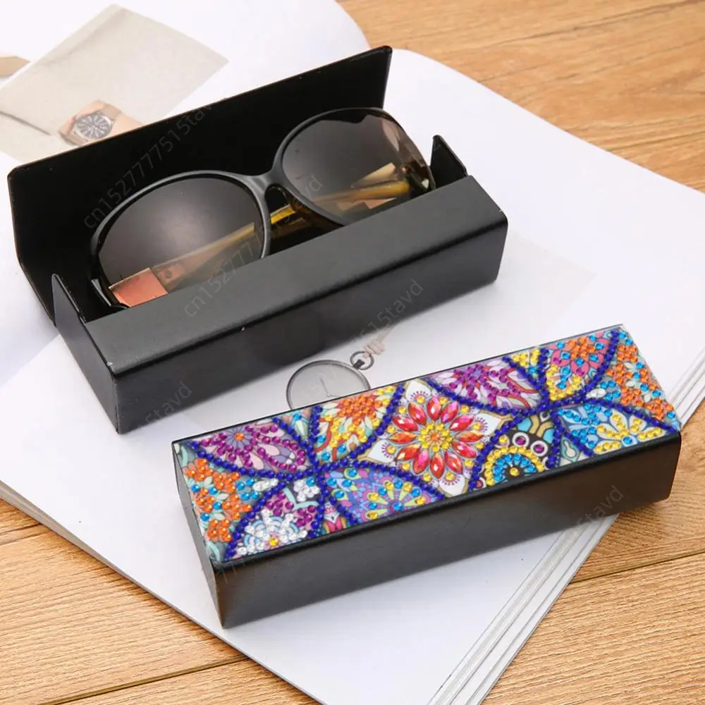 DIY Diamonds Painting Box Crystal Leather Glasses Case Handmade Art Crafts Creative Funny Handcrafts Portable for Christmas Gift diamond painting diamond painting accessories