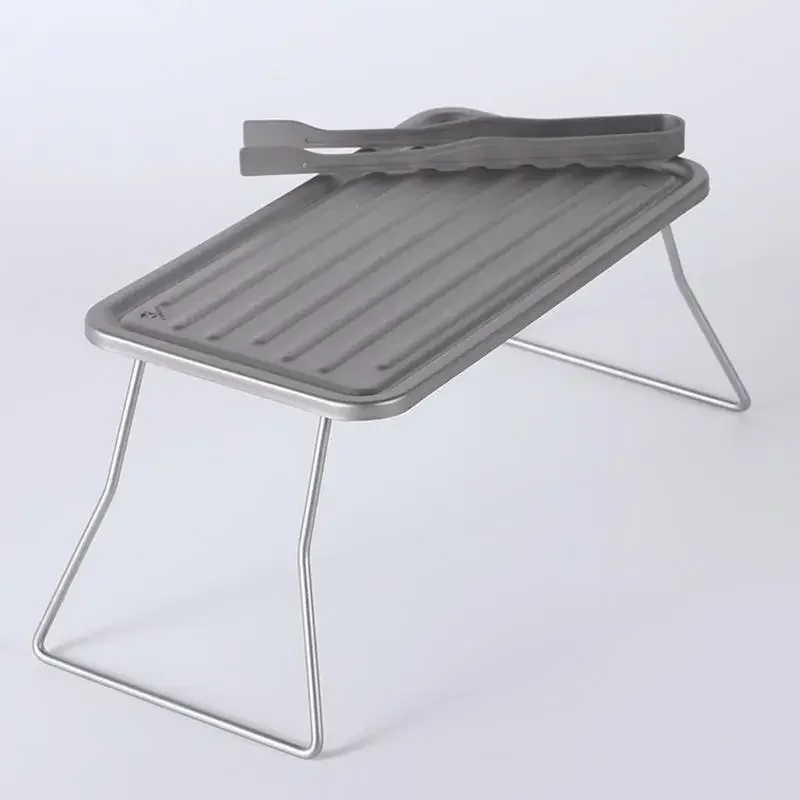 Portable Grill Table Plate Food Prep Table Grill Plate BBQ Folding Barbecue Titanium Outdoor Cookware