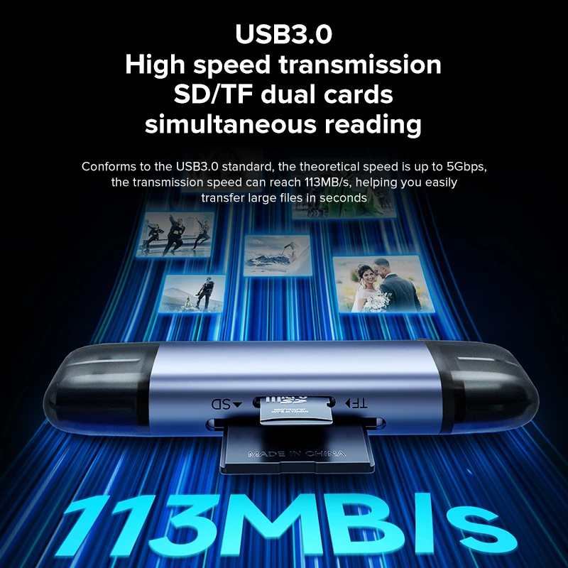 LLANO C타입 USB 3.0 SD TF 마이크로 SD 메모리 카드, PC, 휴대폰, 태블릿과 호환 가능