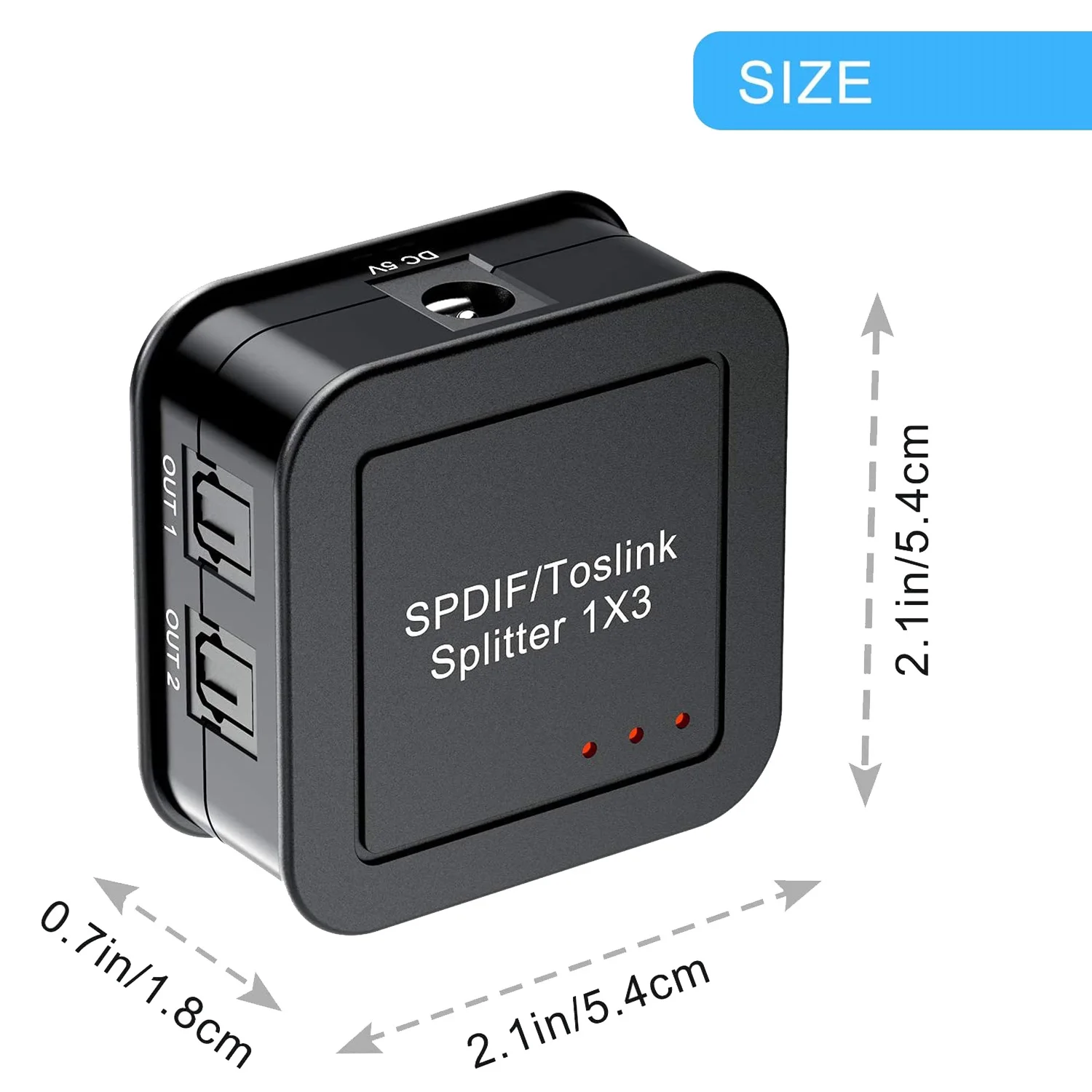 Premium Digital Optical Audio Splitter - 1 In 3 Out TOSLINK Fiber Distribution