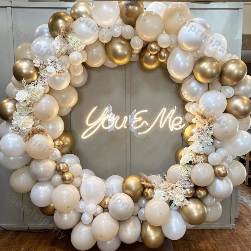 

Pearl White Gold Balloon Arch Garland Kit Gold Sand White Latex Balloons Wedding Decoration Birthday Supplies Baby Shower Decor