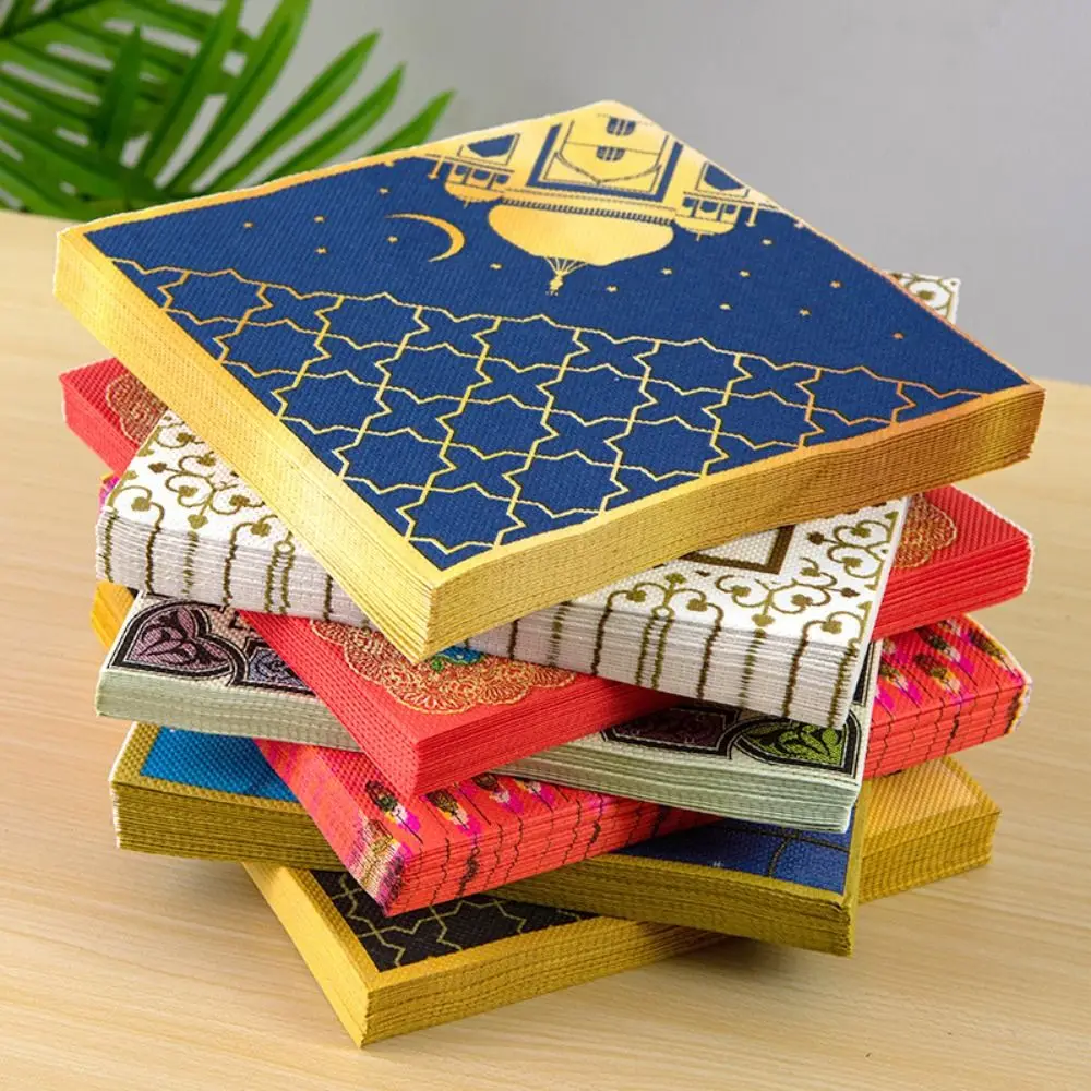 Disposable EID Mubarak Napkin Muslim Eid Al-Fitr Hajj Eid Al-Fitr Party Supplies Ramadan Kareem Paper Facial Tissue