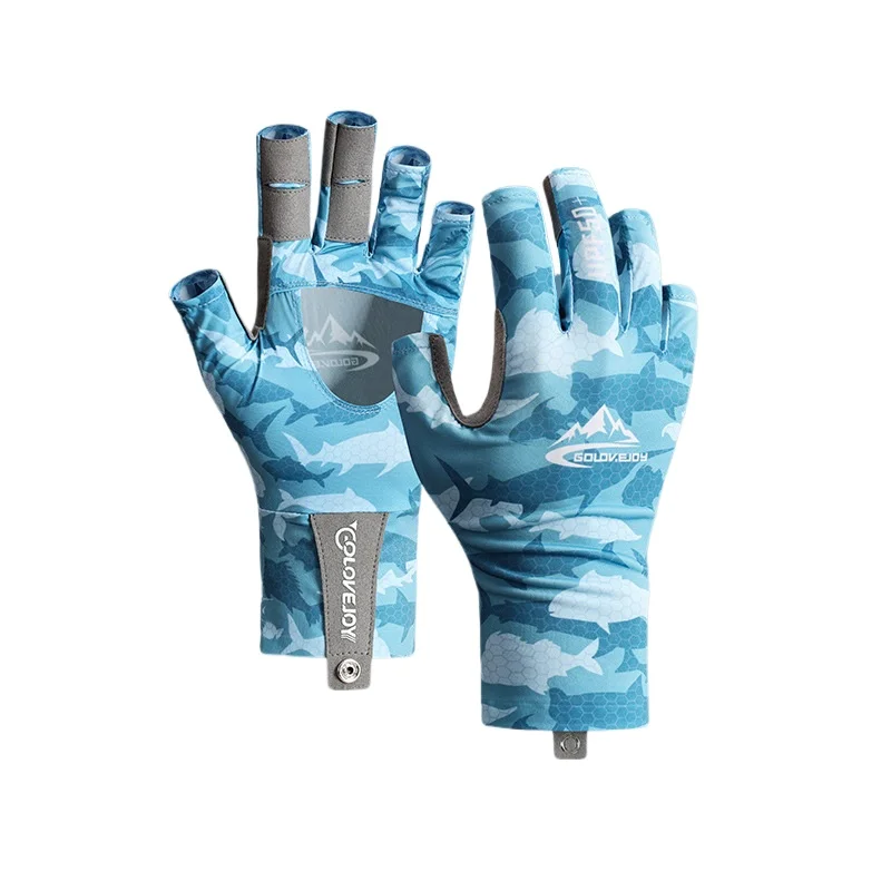 Professional Fishing Gloves Men's Outdoor Ice Silk Gloves Sunscreen Dew Finger High Elastic Non-slip Cycling Half Finger cycling gloves fishing gloves
