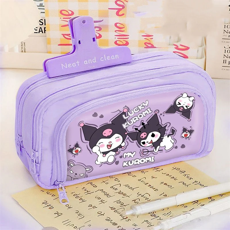 LEDAI Kawaii Sanrio Pencil Bag Hello Kitty My Melody Cartoon Cute Melody Multifunctional Large-capacity Double-Layer Stationery Box, 3