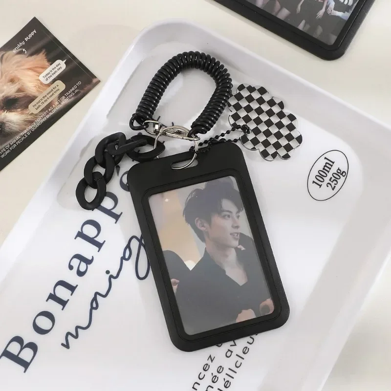 Black Style 3 inch Card Holder Kpop Photocard Holder Photo Card Holder Bag Pendant School Stationery 4