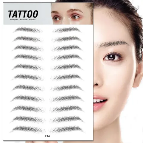 Hair-like Eyebrows Waterproof Water Transfer Stickers Makeup Eyebrow Tattoo Sticker Lasting False Eyebrow Patch Stickers
