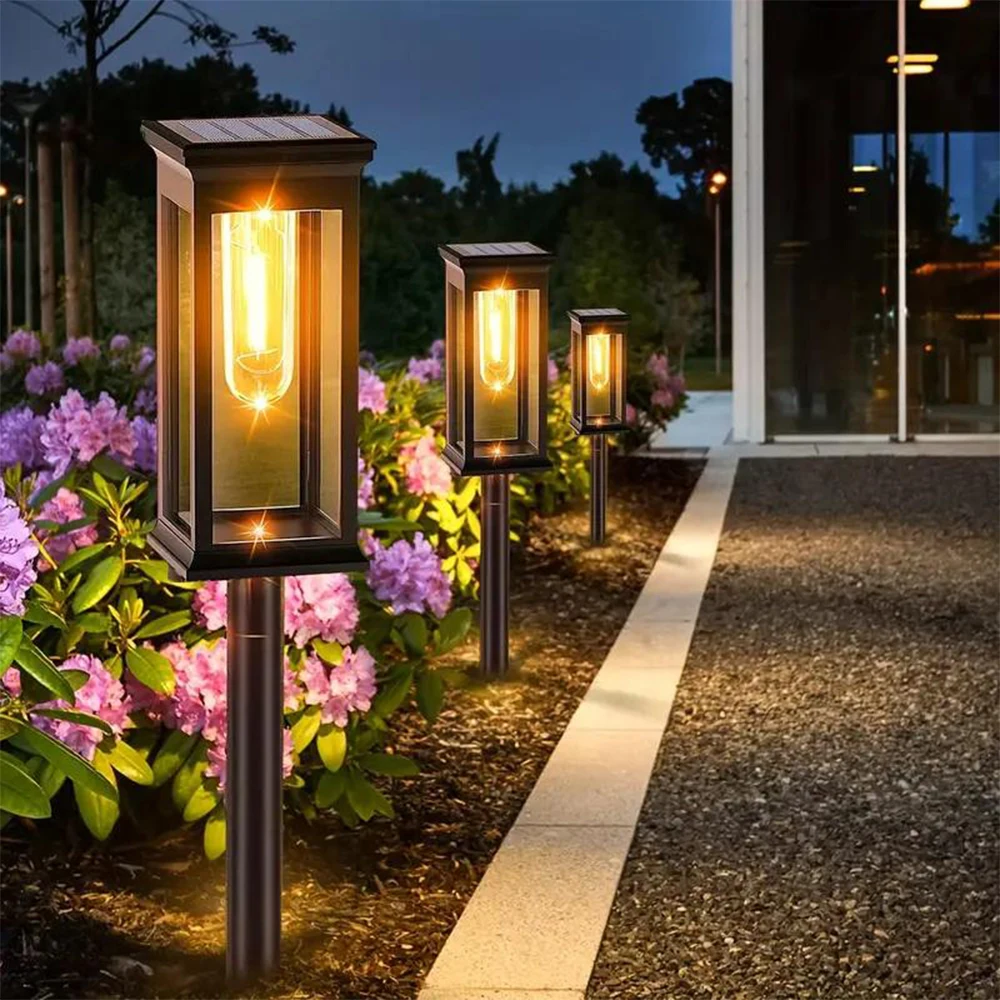Solar Pathway Warm Lights Outdoor Waterproof Solar Powered Garden for Walkway Ya