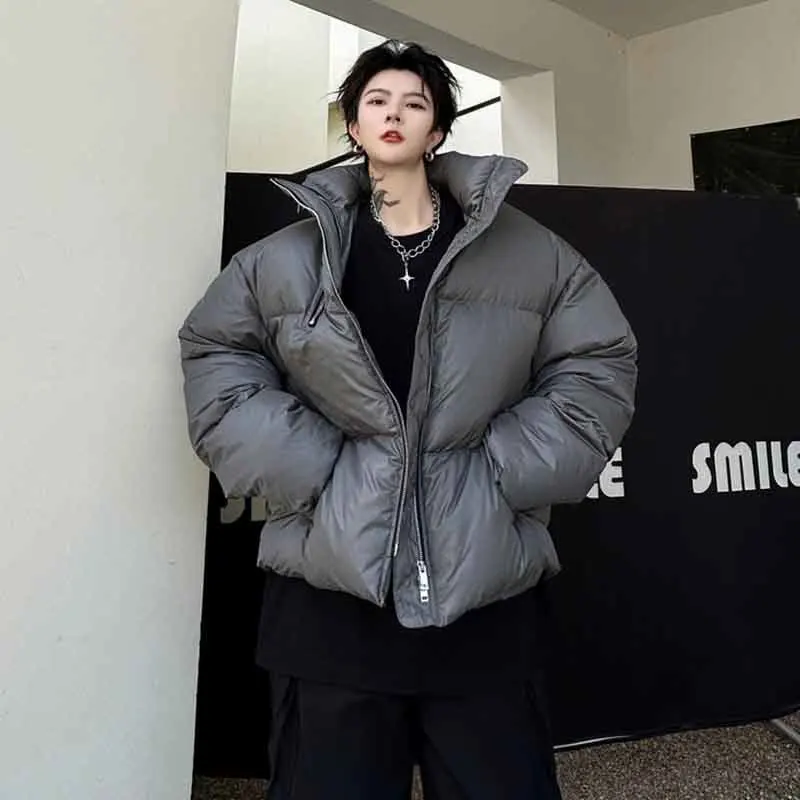 

Трендовый мужской пуховик SYUHGFA, нишевой дизайн, зимние свободные стеганые куртки на молнии, Модная хлопковая одежда в Корейском стиле, 2024