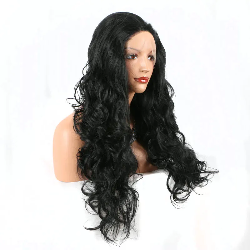 

Длинные волнистые синтетические кружевные передние парики с бесклеевым покрытием высокого качества, термостойкие волосы Drag Queen для черных женщин