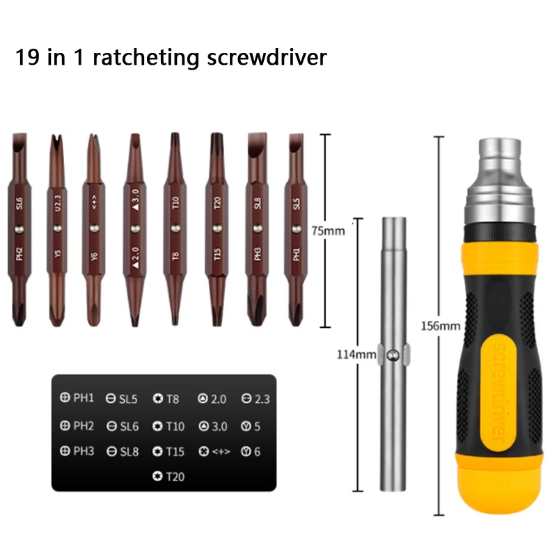 Multifunction Screwdriver Tool Pen Aluminum Alloy Screwdriver 19-in-1 Precision Set Convenient Repair Tools Multifunction Repair