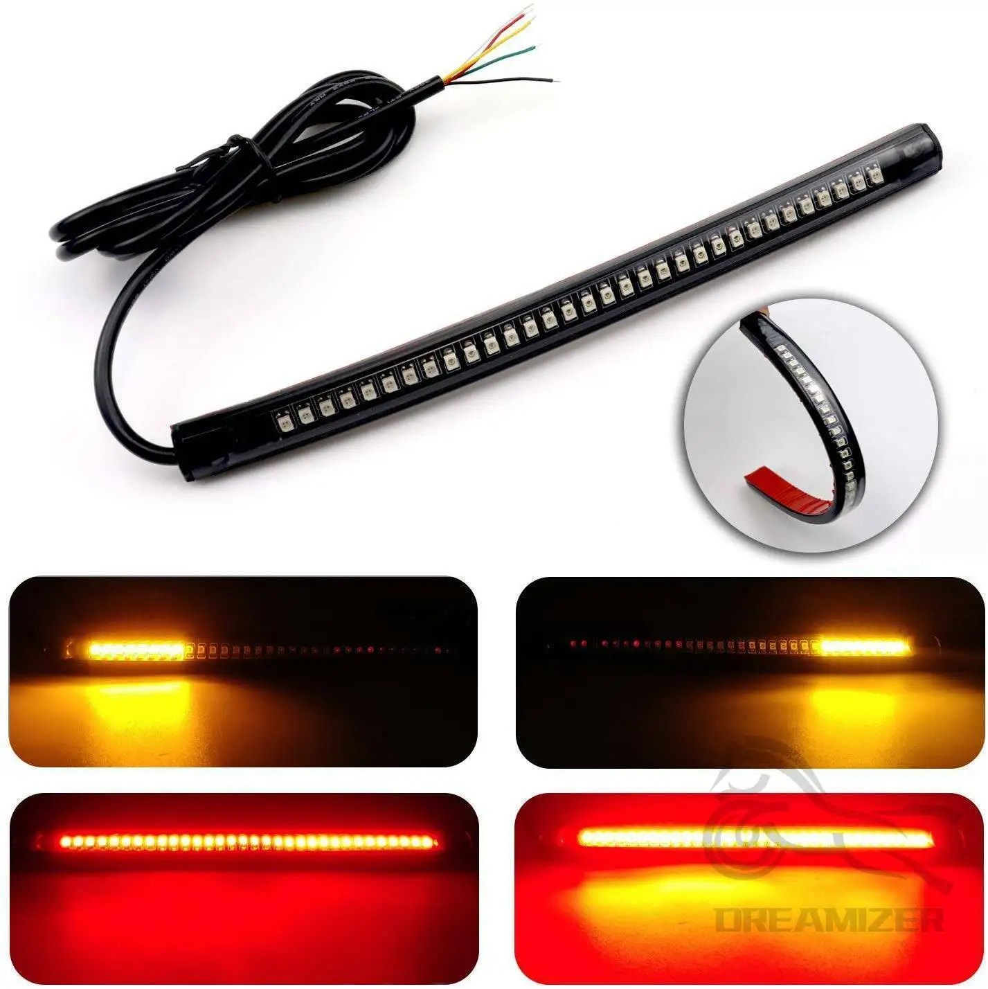 

Universal 48 LEDs Motorcycle Soft Rubber Light Bar Strip Tail Brake Stop Turn Signal Lights License Plate Light