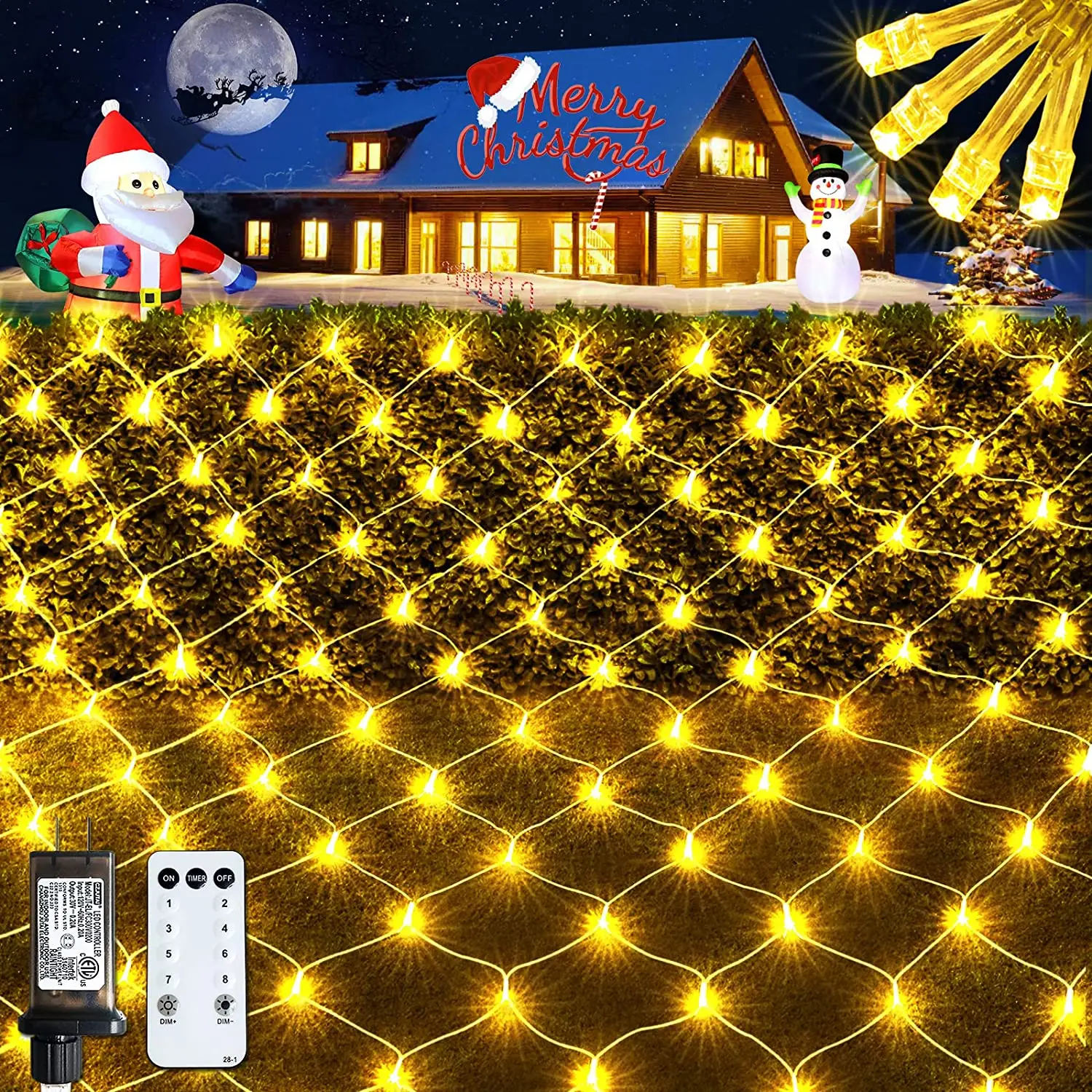 Christmas Net Lights 3Mx2M Outdoor Mesh Lights Waterproof 8 Modes Remote  Plug in Christmas Decoration for Bush Tree Garden Party - AliExpress