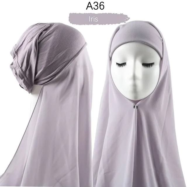 Muslim Women Heavy Chiffon Hijab Scarf With Bonnet  Instant Chiffon Hijabs Scarves With Caps Pinless Underscarf Headscarf A36