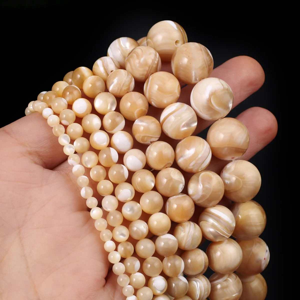 

Natural Freshwater Trochidae Shell Beaded Round Shape Isolation Loose Beads for Jewelry Making DIY Necklace Bracelet Accessories