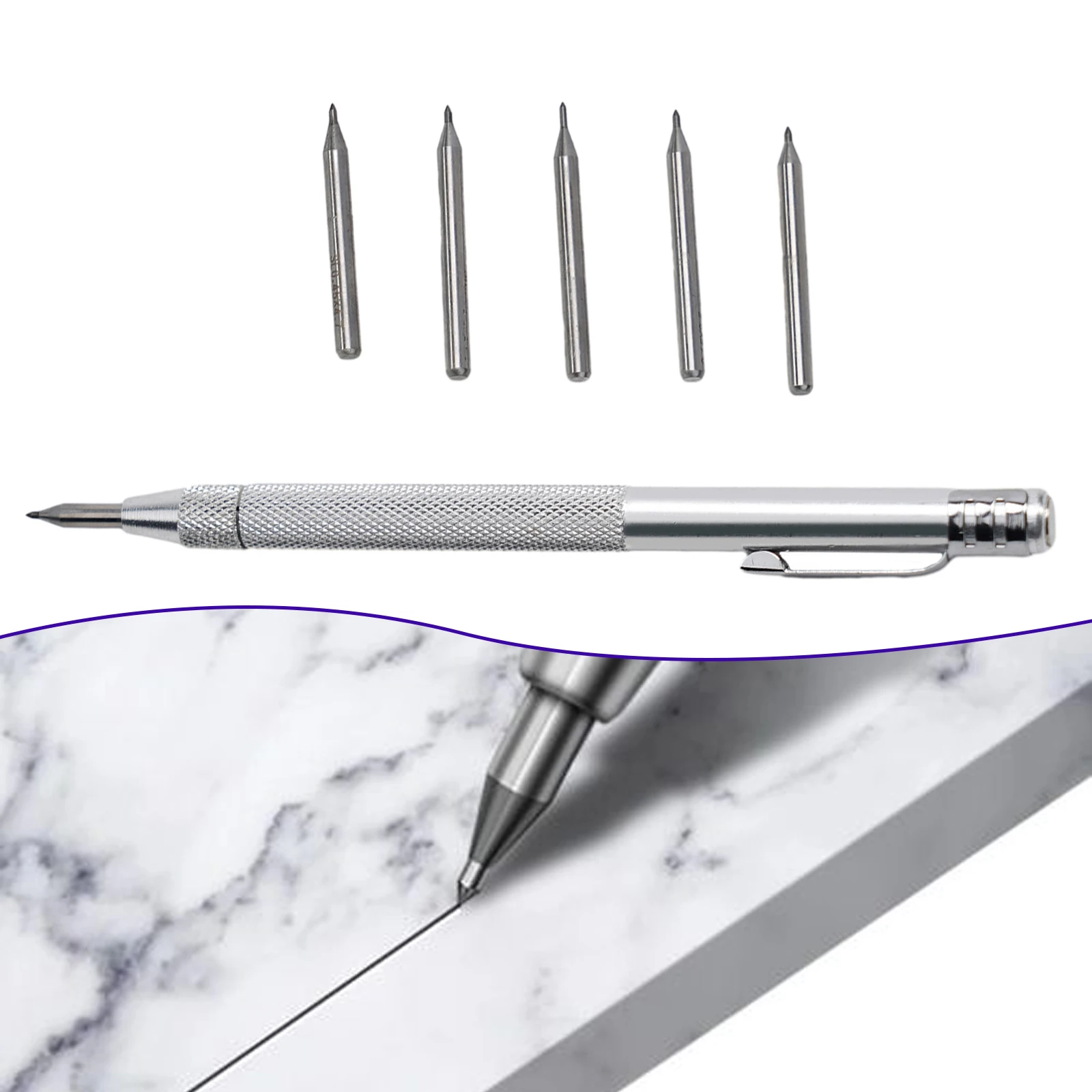 

High Quality Durable Scriber Pen 1 Set Silver Stainless Steel Scriber Pen Tungsten Carbide Engraving Metal Sheet