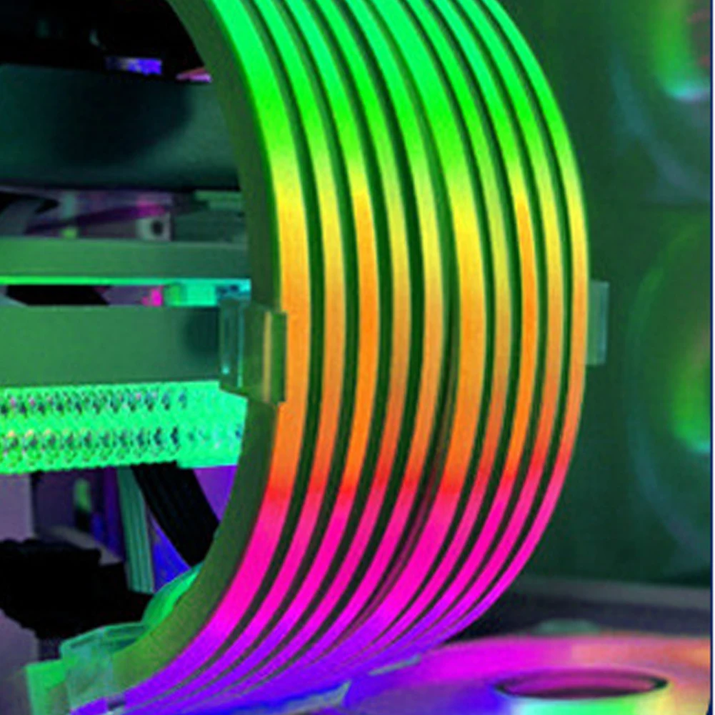 JAZZCOOLING PC RGB Light Strip For PSU Cables, CL300 5V 3Pin ARGB Sync, Suit For 6Pin 8Pin 12Pin 16Pin 24Pin PSU RGB Cable Extensions, Colorful For PC Case